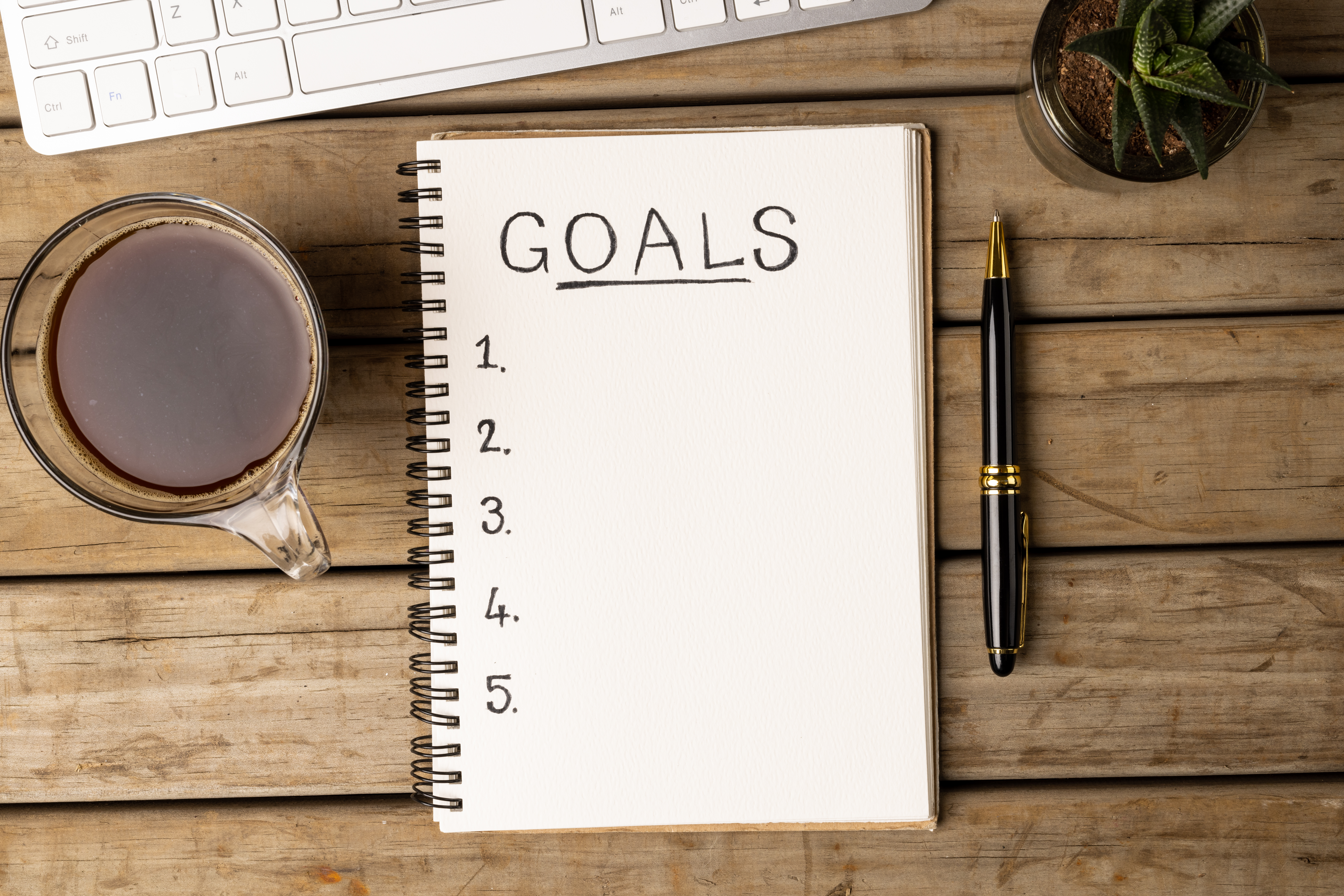 Notebook with a handwritten list, symbolizing clear focus and planning for career goals.
